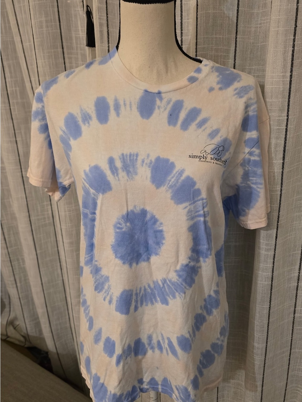 Simply Southern Blue and Cream Tie-Dye Short Sleeve Tee